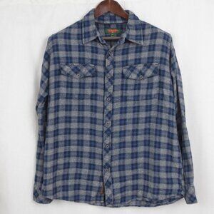 Men's Blue & Grey Cotton Flannel Plaid Shirt